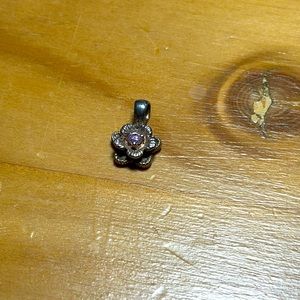 925 flower pendant with pink stone